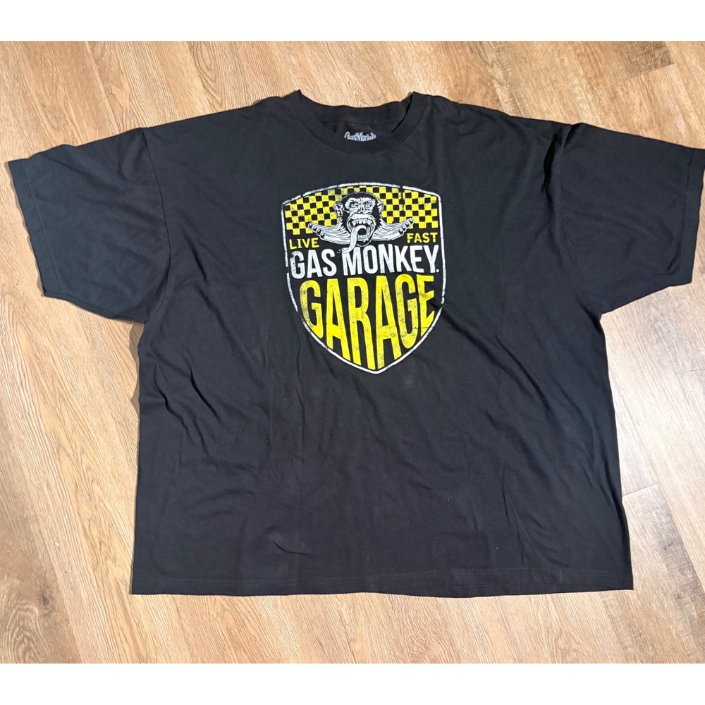 Gas Monkey Garage Live Fast Shield Graphic T-Shirt Black Mens 4XL Fast N Loud